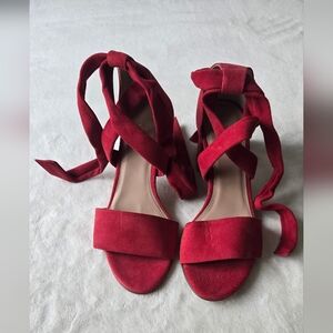 Vibrant Red Flat Sandals with Ankle Straps